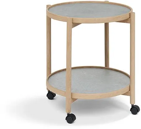 Thomsen Furniture James dienbladtafel - Eik/Steenlook donkergrijs/Granitgrijs steen Ø50 cm