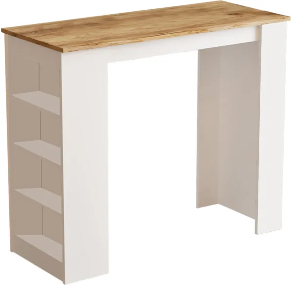 NORDVÄRK ST1 bartafel met 3 planken - wit en natuurlijk melamine (120x51,6)