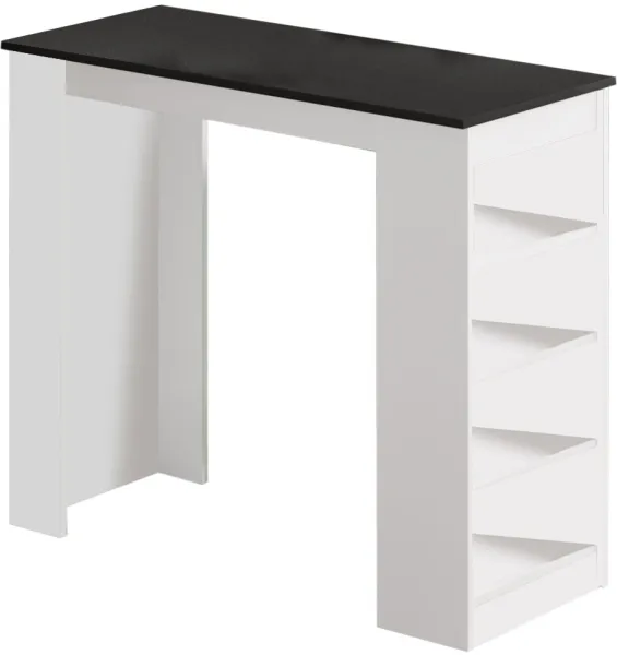 NORDVÄRK ST1 bartafel met 3 planken - wit en zwart melamine (120x51,6)
