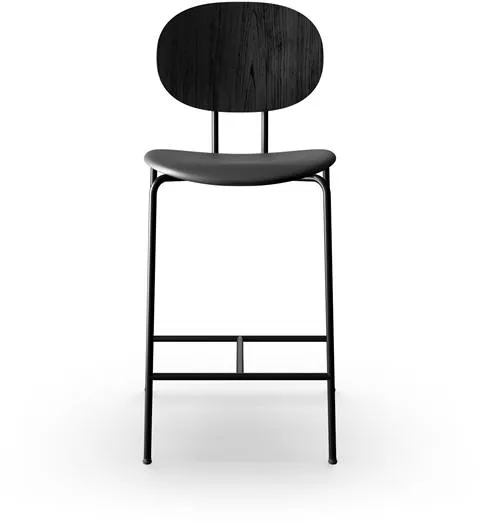 Sibast Furniture Piet Hein Barkruk Zwart in Zwart Eiken en Zwart Leder