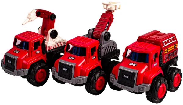 Brandweerwagens van metaal met traagheidsmotor 3 ass.