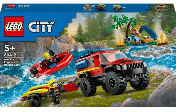 LEGO City 60412 Vierwielaangedreven brandweerwagen met reddingsboot