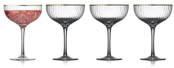 Lyngby Glas Palermo Cocktailglas 31 cl Goud 4 stuks.