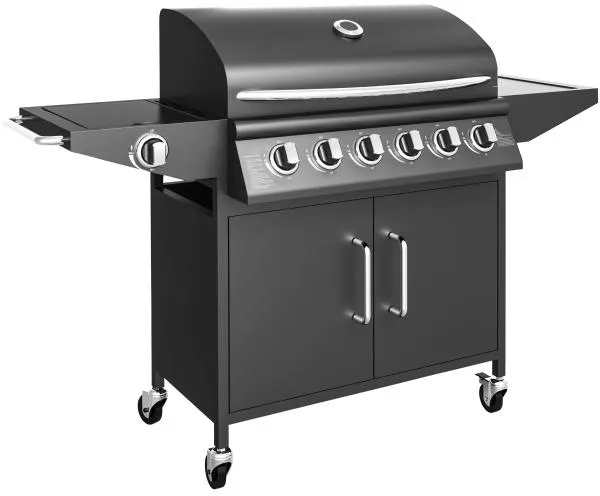Gasbarbecue met 6 branders en kookpit