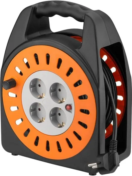 Pro Cable reel 25 m oranje-zwart - met 4 beschermde