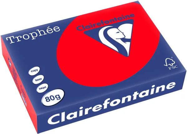 Q-connect Trophee kopieerpapier A4 80g sterk rood 500vellen