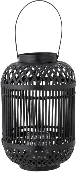 BLOOMINGVILLE Tilla Lantaarn met Glas, Zwart, Bamboe