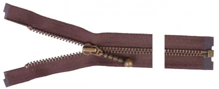 YKK Deelbare Rits Antiek Messing 20cm 4mm Bruin