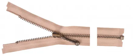 YKK Deelbare Rits Antiek Messing 65cm 4mm Beige