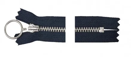 YKK Rits Aluminium Vast m/Ring 35cm 4mm Marine
