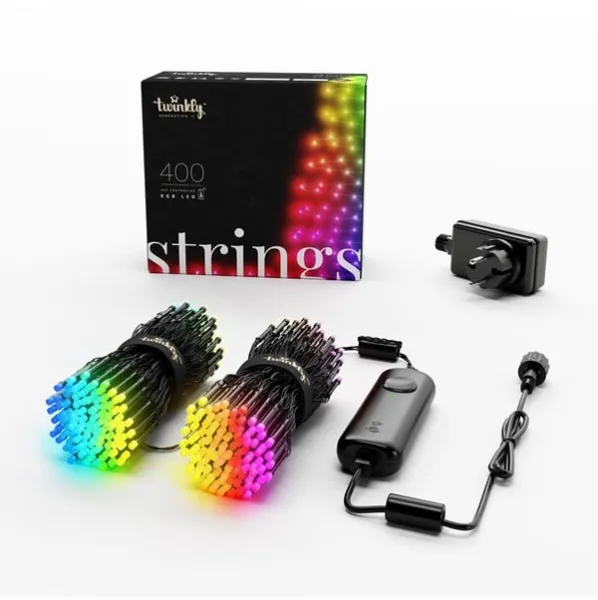 Twinkly Strings - 400 App-gestuurde RGB LED's. 32 meter. Zwarte kabel.