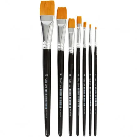 Gold Line Penseel, Nr. 0-20, B: 2-24 mm, plat, 7 st.