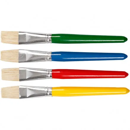 Kinderpenselen, plat, L: 19 cm, B: 20 mm, 4 st./ 1 pk.