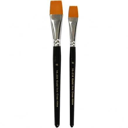 Gold Line penseel, nr. 16+20, B: 17+24 mm, plat, 2 stuks.