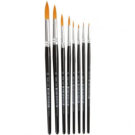 Gold Line penseel, nr. 0-22, B: 1,5-8 mm, rond, 8 stuks