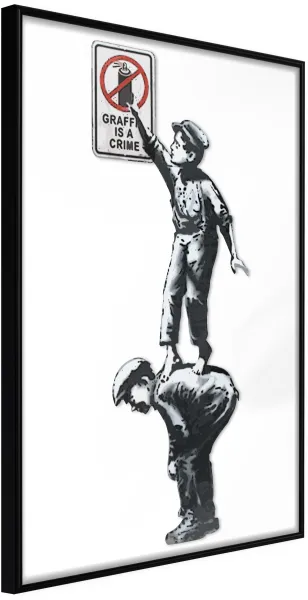 ARTGEIST Poster met lijst - Banksy: Graffiti Is a Crime Zwart 30x45
