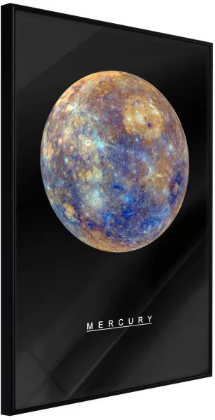 ARTGEIST Poster met lijst - The Solar System: Mercury Goud met passe-partout 30x45