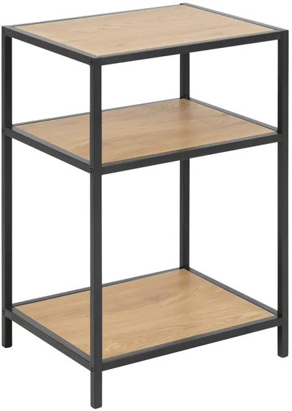 ACT NORDIC Seaford nachtkastje - natuurlijk/zwart papier wilde eik/metaal, met 2 legplanken