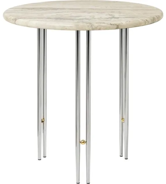 GUBI IOI Bijzettafel Ø50 Chroom/Beige