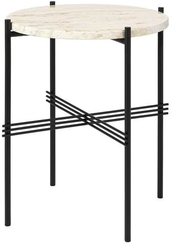 GUBI TS Bijzettafel Rond Ø40 Zwart/Wit Travertijn