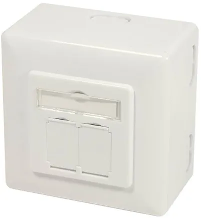 LogiLink NP0124 Cat.6A wandcontactdoos 2 x RJ45 afgeschermd met montagebox zuiver wit