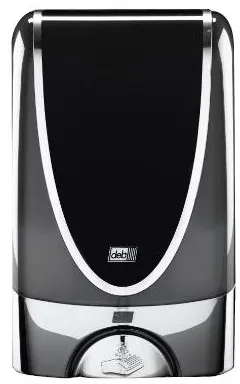 Deb Stoko dispenser, contactloos, zwart plastic met verchroomde rand, 1,2 l