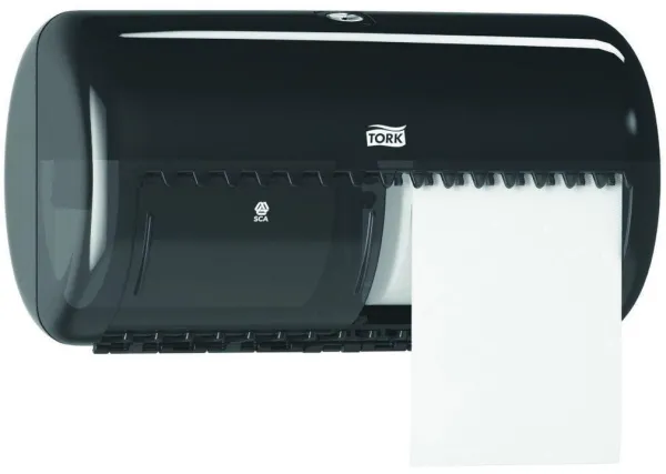 Tork Twin dispenser, voor toiletpapier, 2 rollen, zwart, T4
